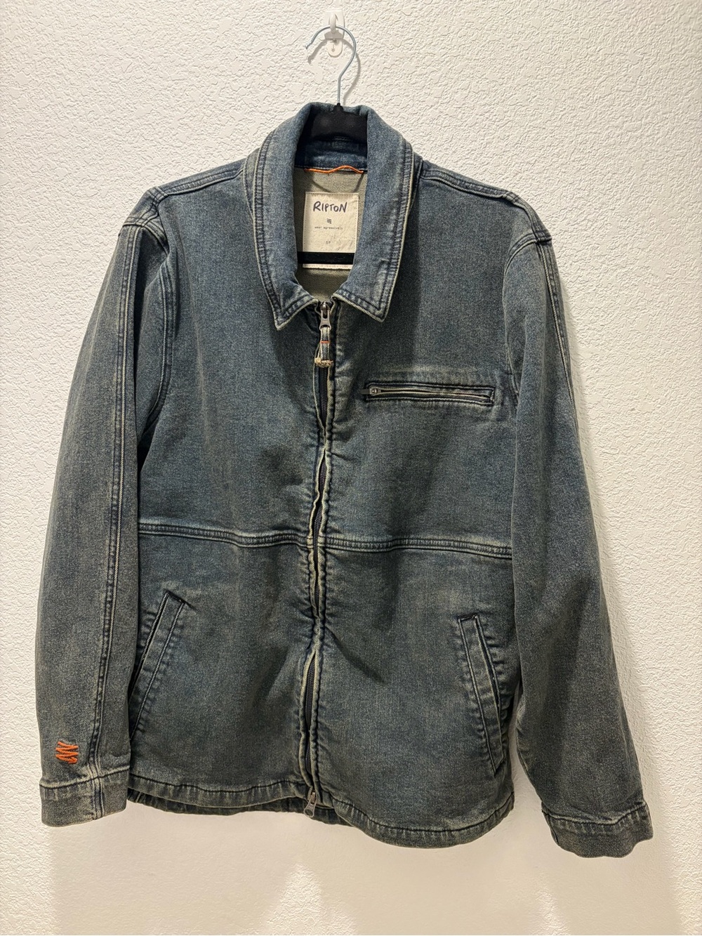 Ripon Washed Indigo Denim Zip-Up Jacket